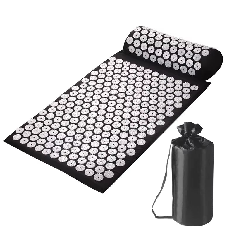 Acupressure Pillow with Storage Bag for Neck Back Foot Massage Pads Acupressure Mat Pillow Set Improves Bloods Circulation Mat