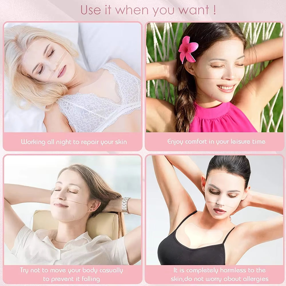 Reusable Silicone Chest Pads Patch Silicone Wrinkle Neck Chest Pad Full Face Pad Set Cleavage Pad Eye Pad for Women Girls