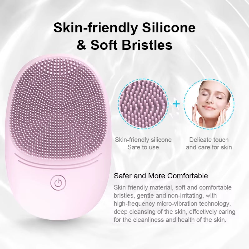 Soft Silicone Electric Facial Cleanser, Cleansing Brush, Sonic Vibration Cleansing Brush, Deep Cleaning