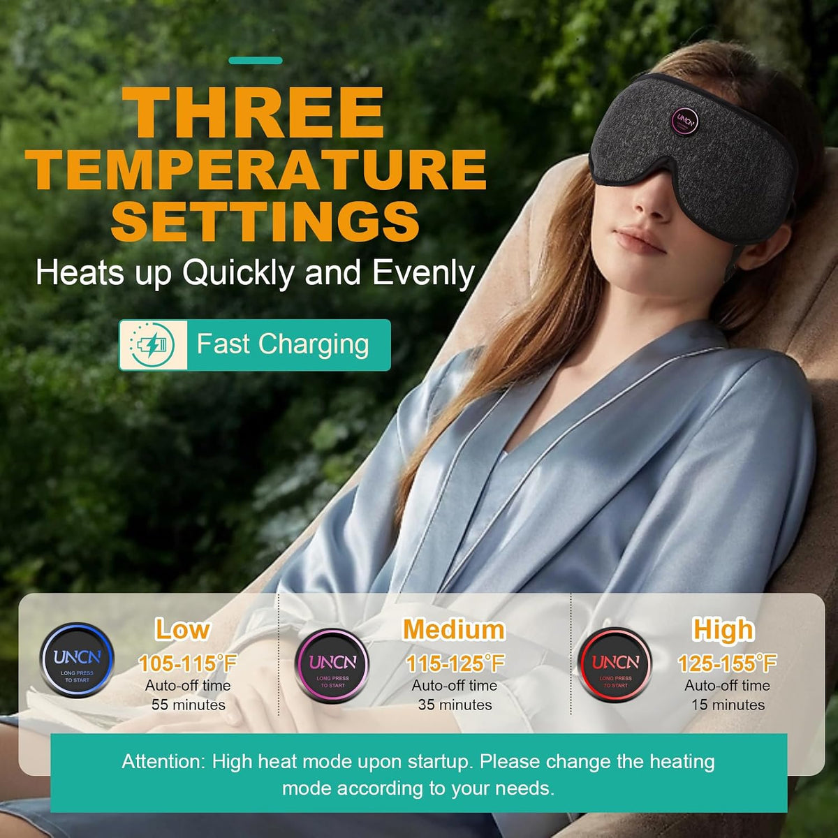 Heated Eye Mask for Dry Eyes Cordless Rechargeable 4 Temp Settings