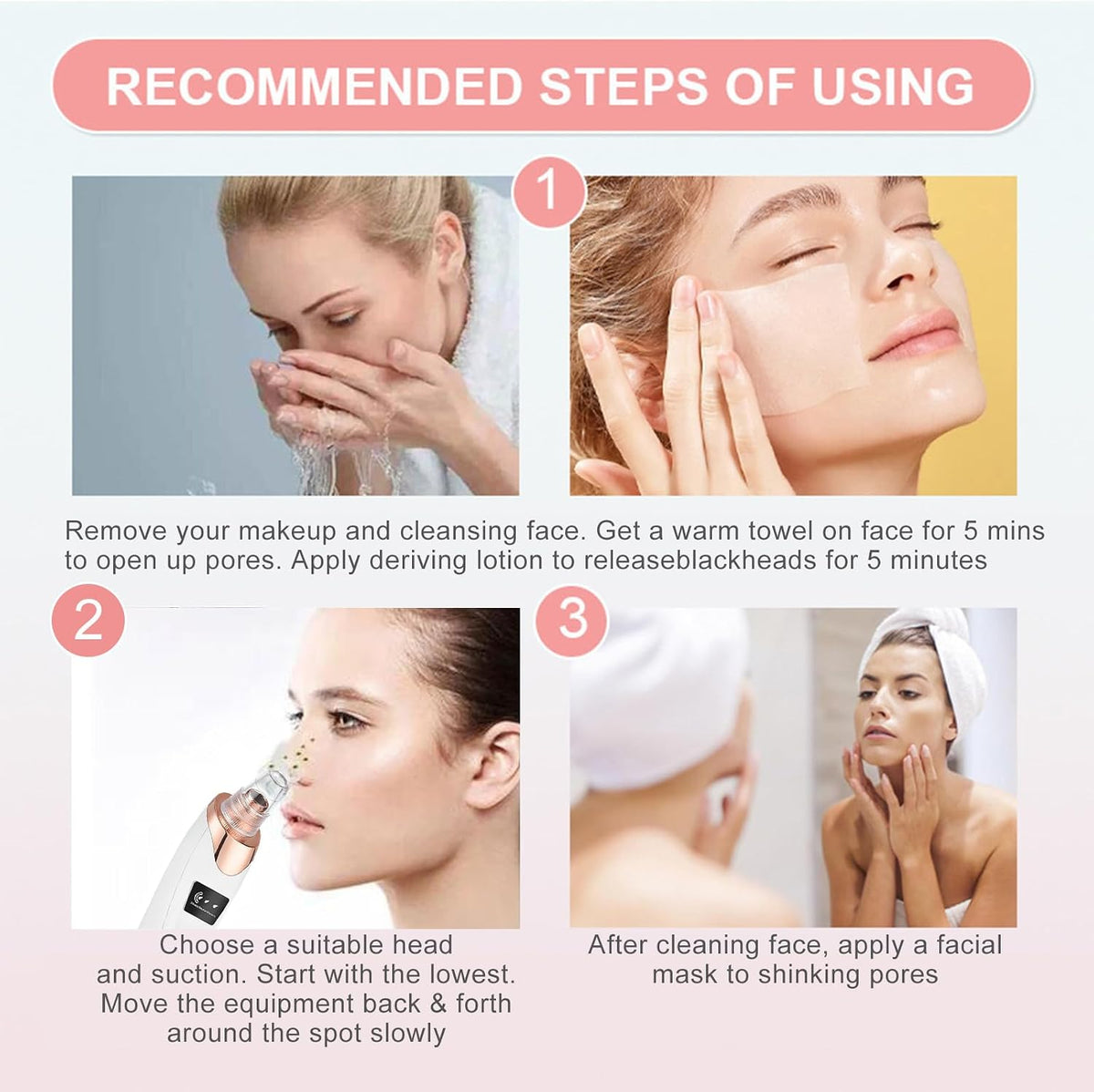 2026 Blackhead Vacuum, Pore Vacuum,Rechargeable Black Head Remover for Face