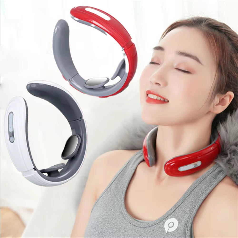 Ems Electric Neck Massager 6-Mode 9-Speed Massager Muscle Relaxation Battery Neck Massager Tool Relax Cervical Relief Pain