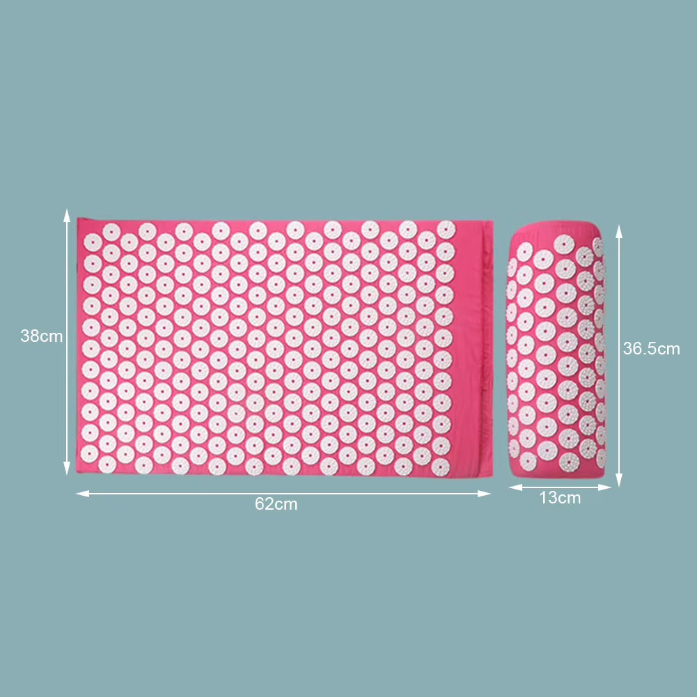Acupressure Pillow with Storage Bag for Neck Back Foot Massage Pads Acupressure Mat Pillow Set Improves Bloods Circulation Mat