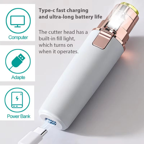 2 In1 Electric Eyebrow & Facial Trimmer Rechargeable Facial Hair Removal Eyebrow Shaver Body Razor with LED Light