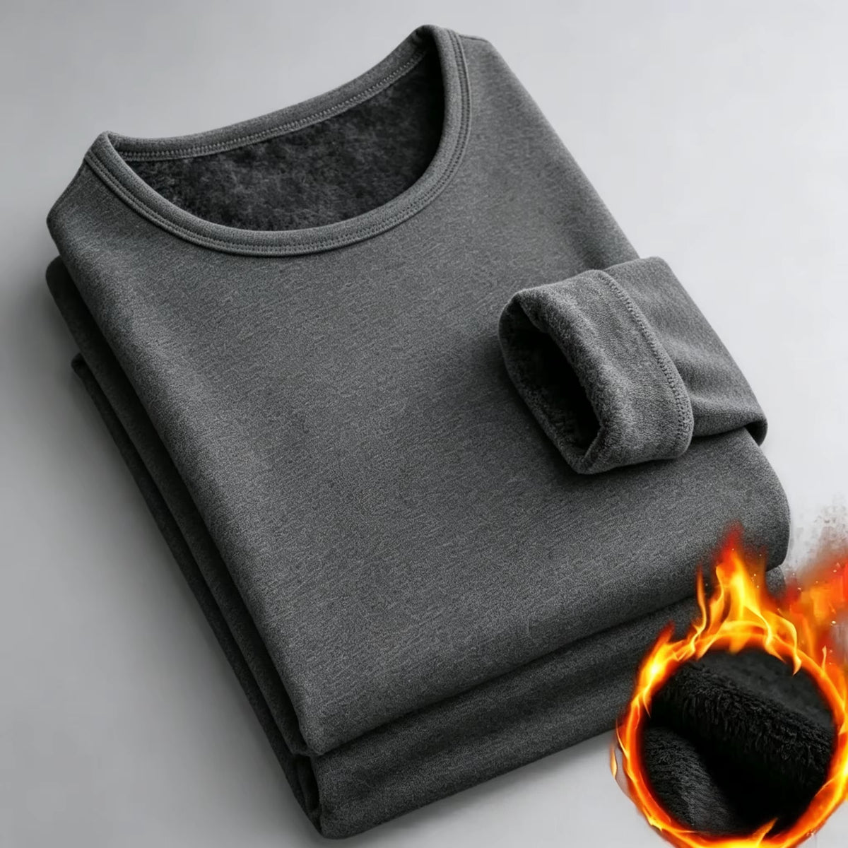 Men Autumn Winter Fashion round Neck Warm Long‑Sleeved Thermal Underwear T‑Shirt Bottoming Shirt