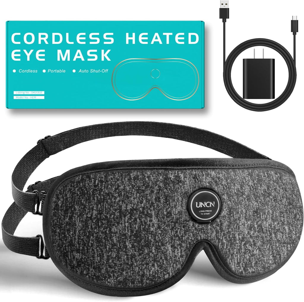 Heated Eye Mask for Dry Eyes Cordless Rechargeable 4 Temp Settings
