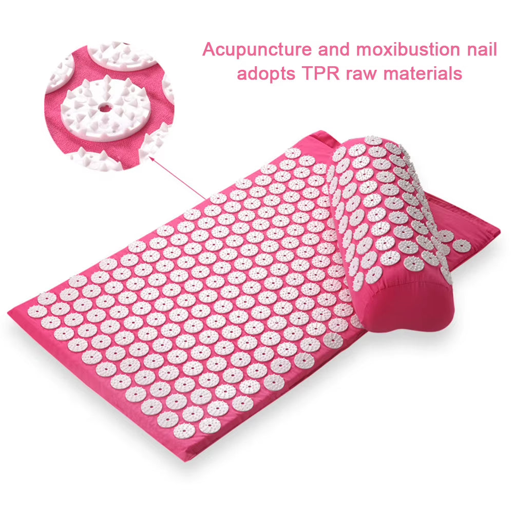 Acupressure Pillow with Storage Bag for Neck Back Foot Massage Pads Acupressure Mat Pillow Set Improves Bloods Circulation Mat