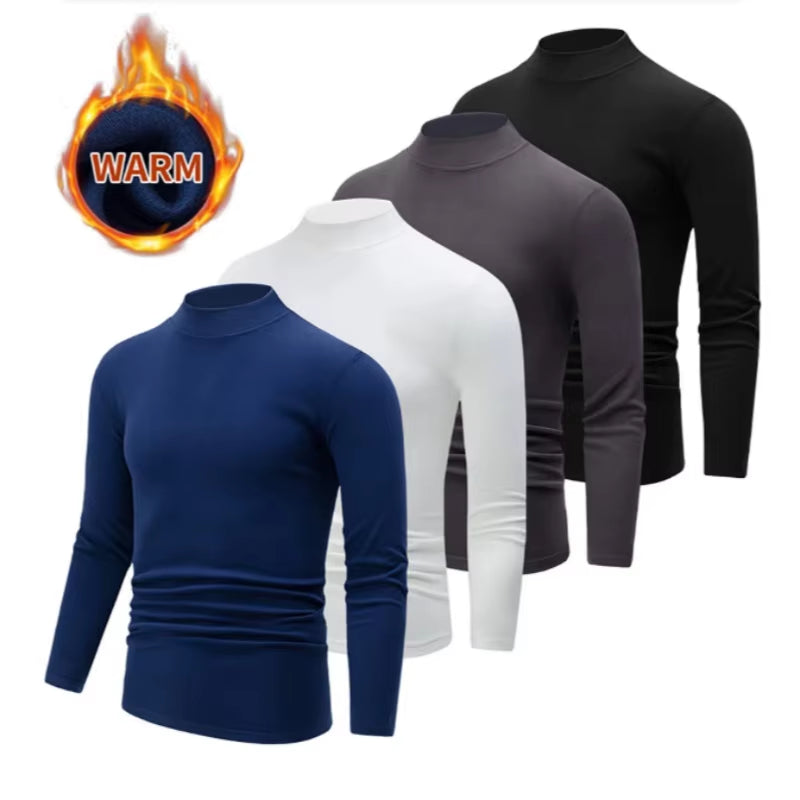 Thermal Underwear Tops Men Winter Clothes Thermal Shirt Autumn Men'S Winter Tights High Neck Thin Slim Fit Long Sleeve T-Shirt