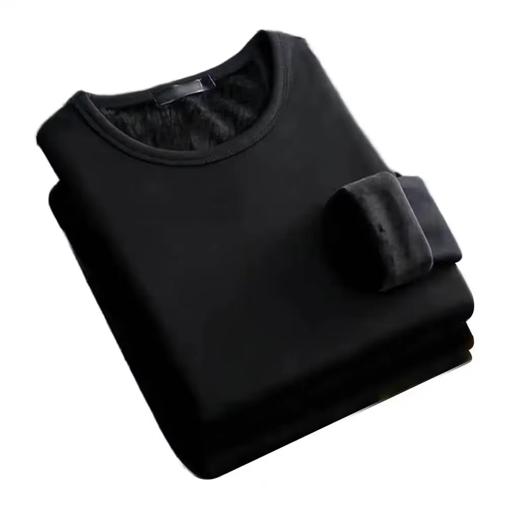 Men Autumn Winter Fashion round Neck Warm Long‑Sleeved Thermal Underwear T‑Shirt Bottoming Shirt