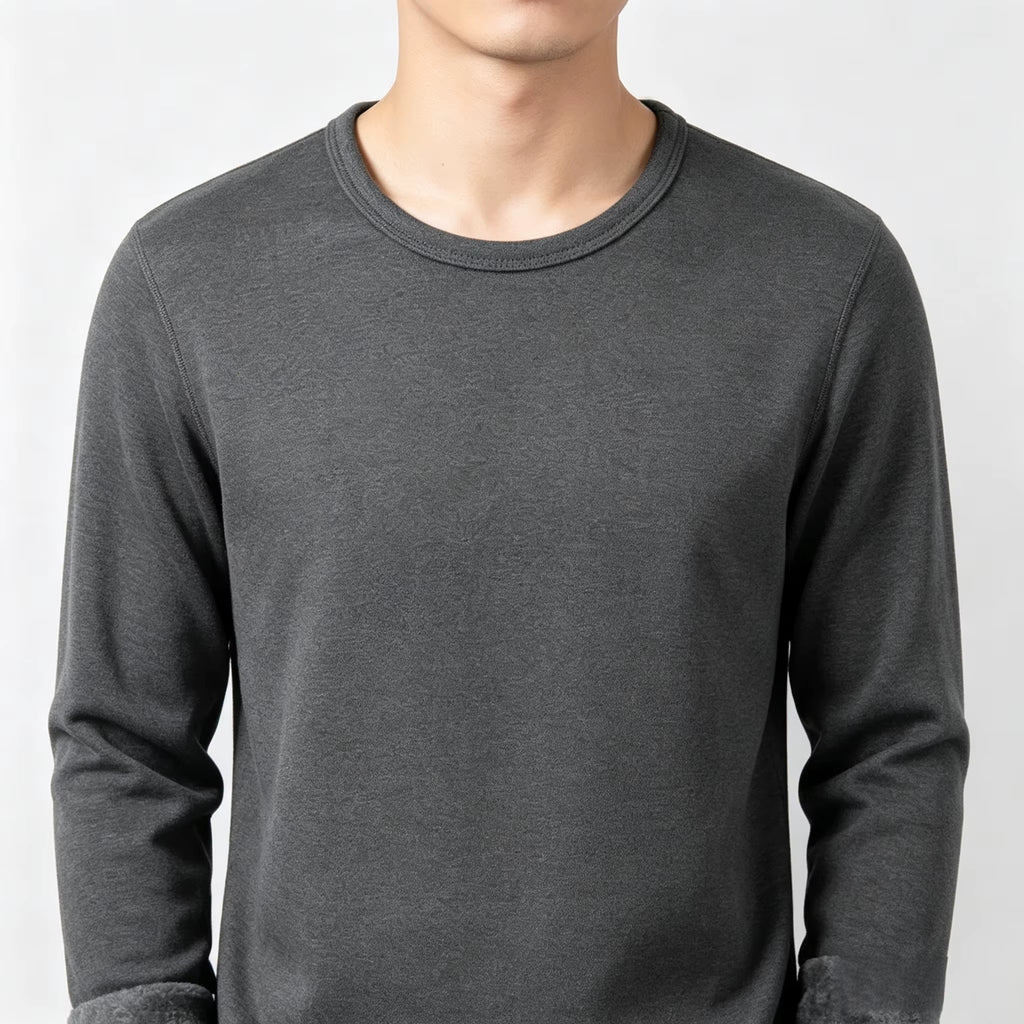 Men Autumn Winter Fashion round Neck Warm Long‑Sleeved Thermal Underwear T‑Shirt Bottoming Shirt