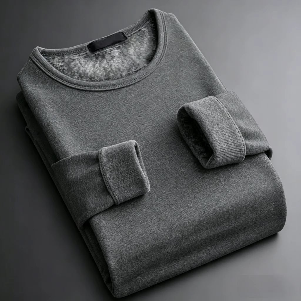 Men Autumn Winter Fashion round Neck Warm Long‑Sleeved Thermal Underwear T‑Shirt Bottoming Shirt