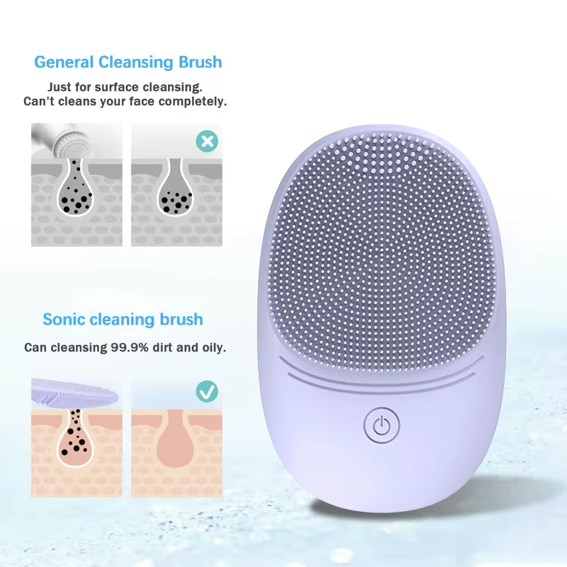 Soft Silicone Electric Facial Cleanser, Cleansing Brush, Sonic Vibration Cleansing Brush, Deep Cleaning