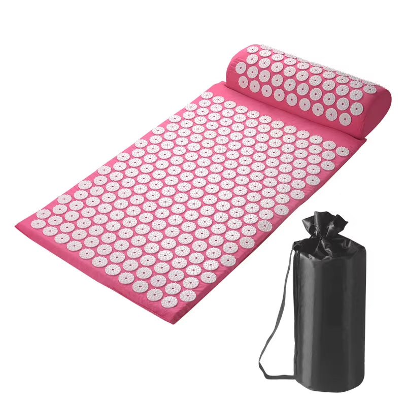 Acupressure Pillow with Storage Bag for Neck Back Foot Massage Pads Acupressure Mat Pillow Set Improves Bloods Circulation Mat