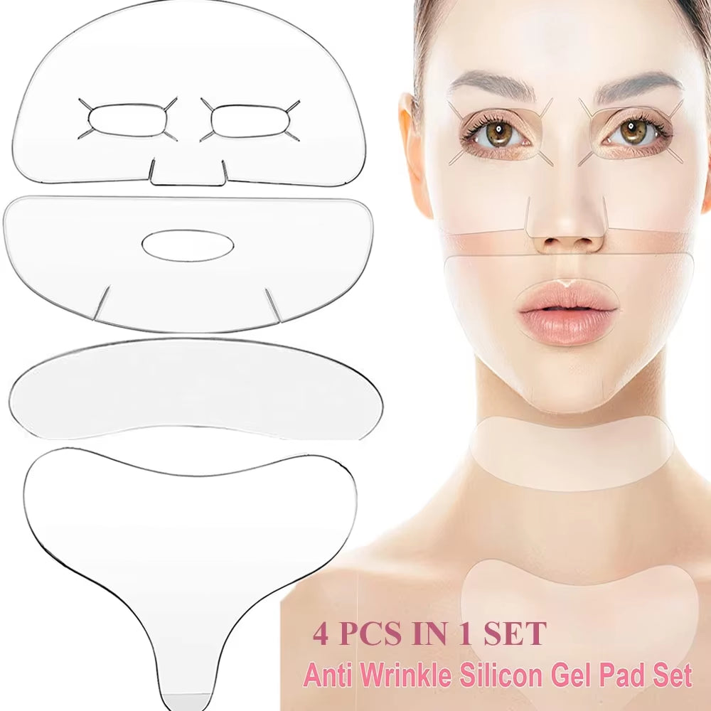 Reusable Silicone Chest Pads Patch Silicone Wrinkle Neck Chest Pad Full Face Pad Set Cleavage Pad Eye Pad for Women Girls